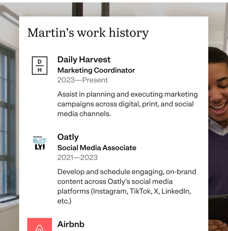 mobile work history